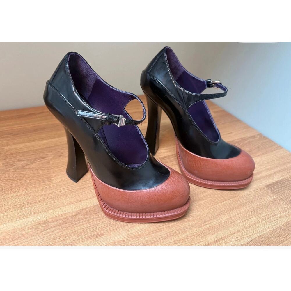 Prada AW 2012 Runway Nero Cotto Rubber Dipped Mary Jane Heels 36.5 US 5.5 - Picture 2 of 5